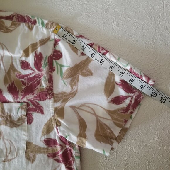 VSTR Men's XXL Off White Cotton Floral Hawaiian Short Sleeved Button Up Shirt - Picture 15 of 16